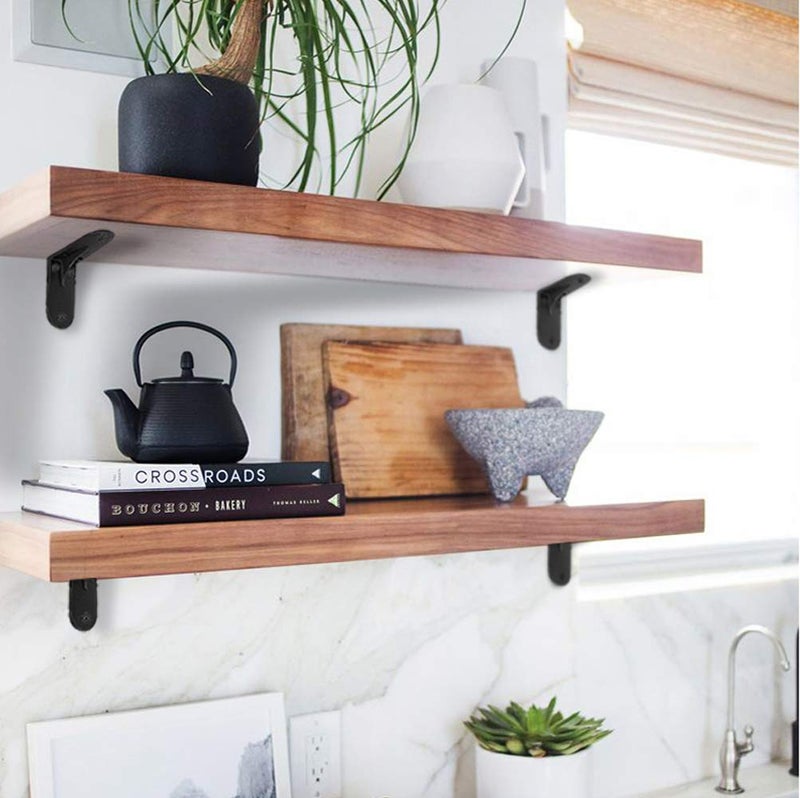 NACH Decorative Shelf Brackets, 2 Pack of 4.3 x 2 x 3.5 inch, Black Cast Iron Shelving Brackets - Metal Shelf Supports- Decorative L Brackets - Image 5
